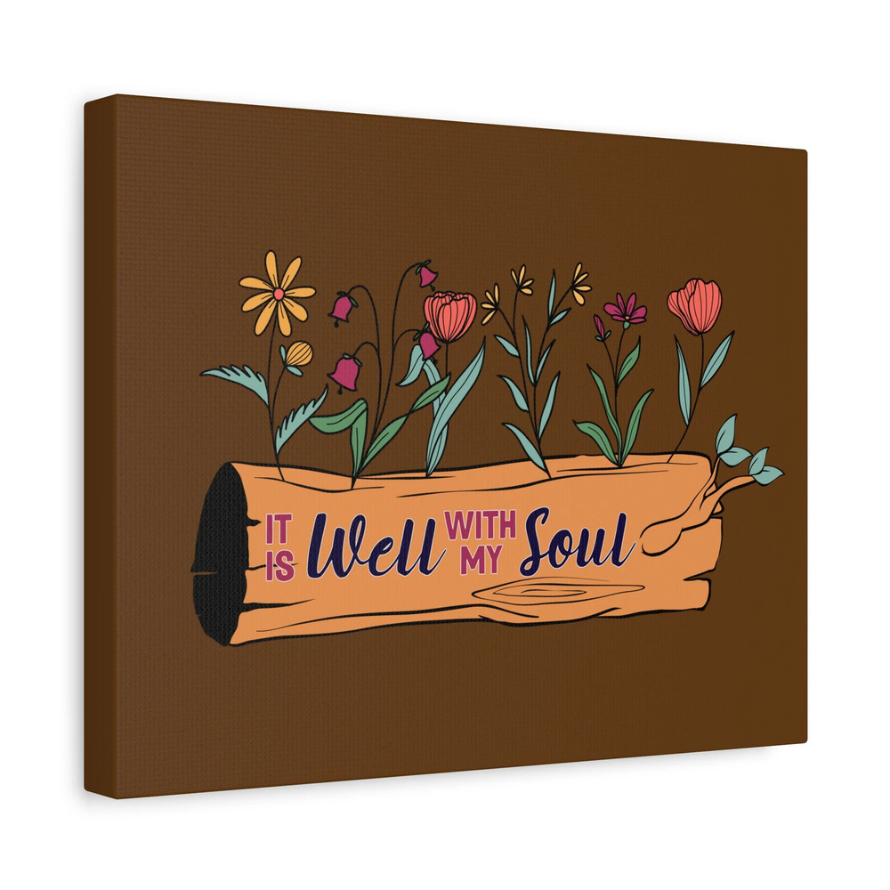 Scripture Canvas With My Soul Flower Psalm 42:7 Christian Wall Art Bible Verse